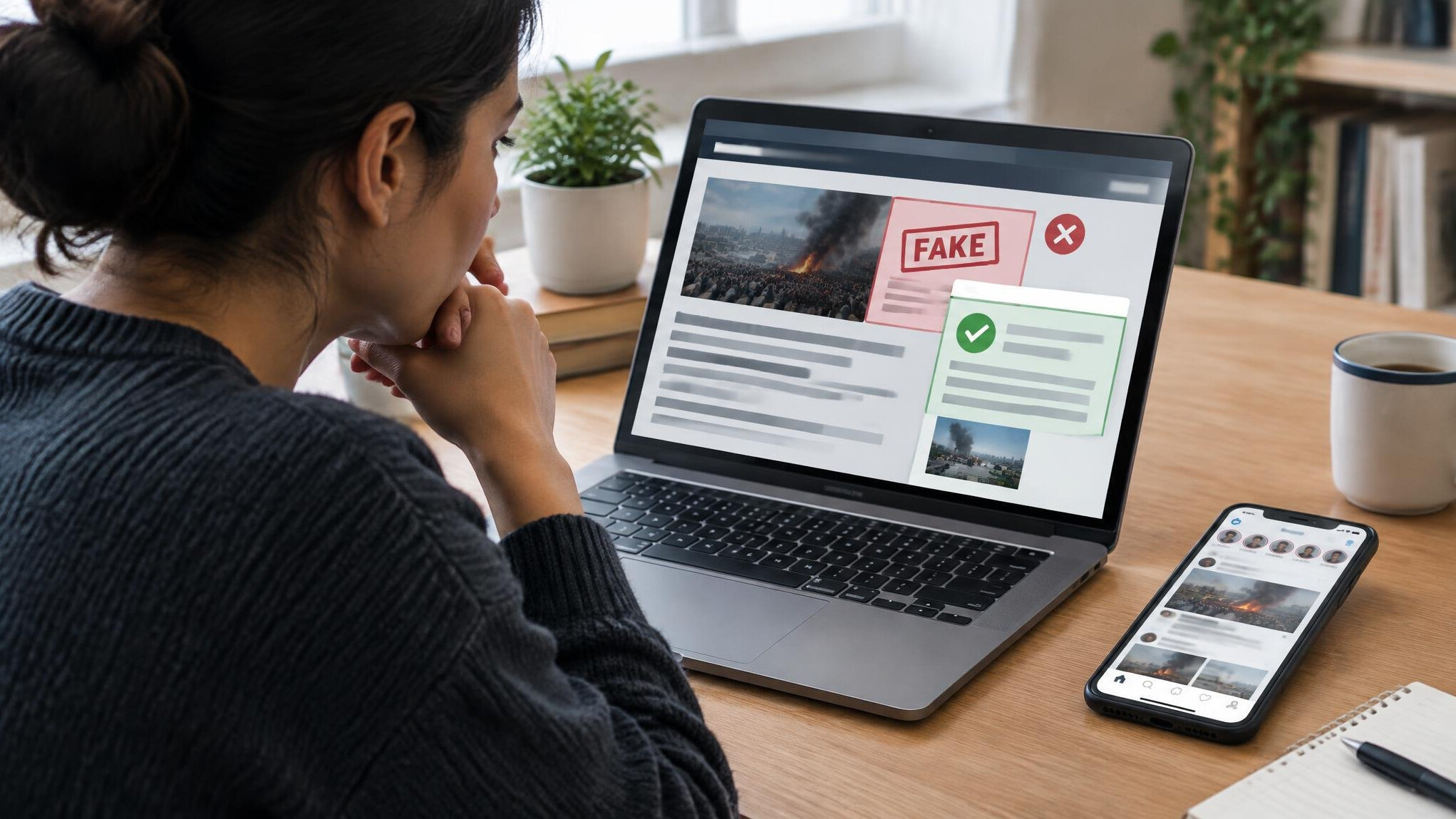 person reading news on laptop