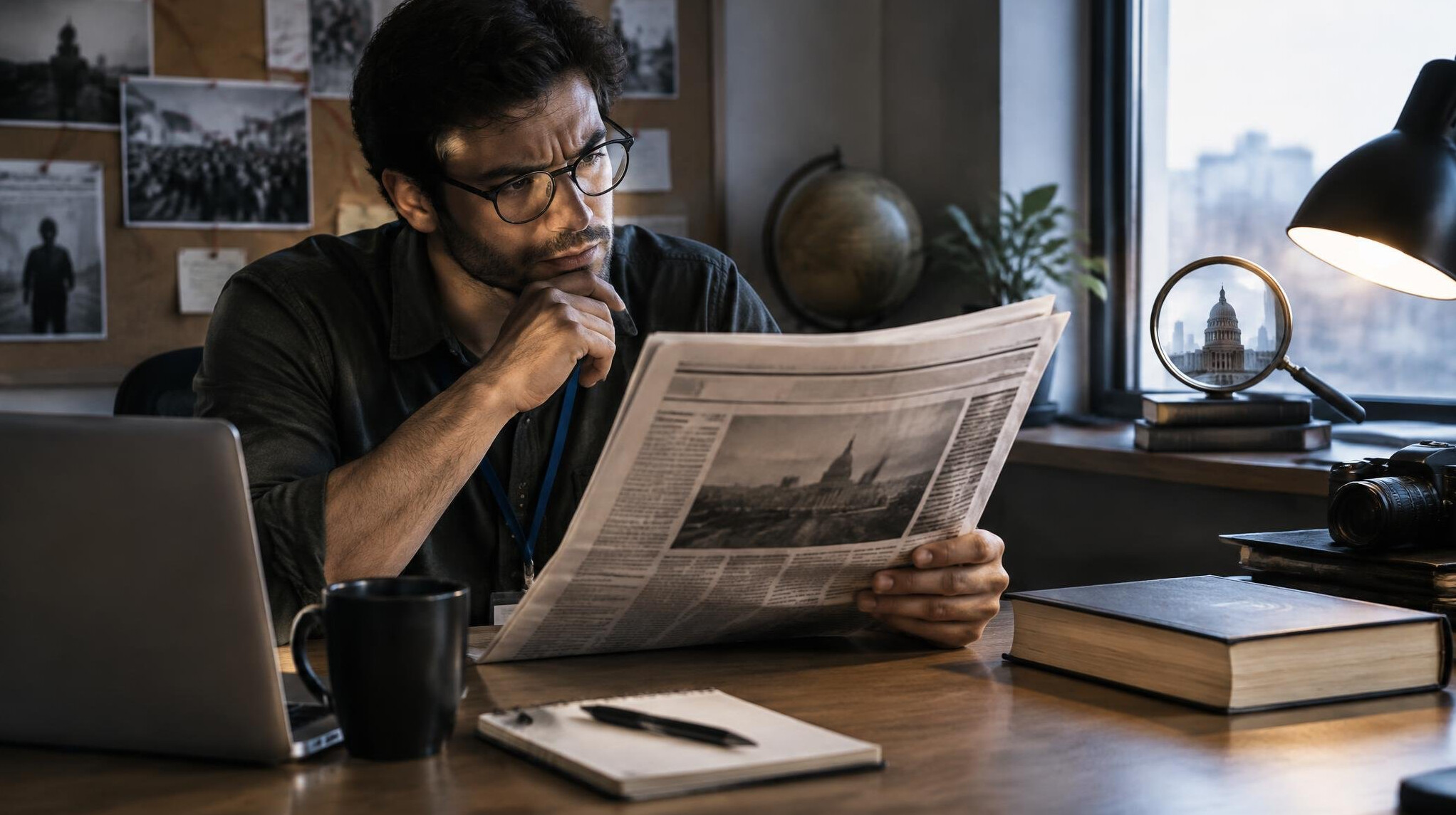 person reading newspaper