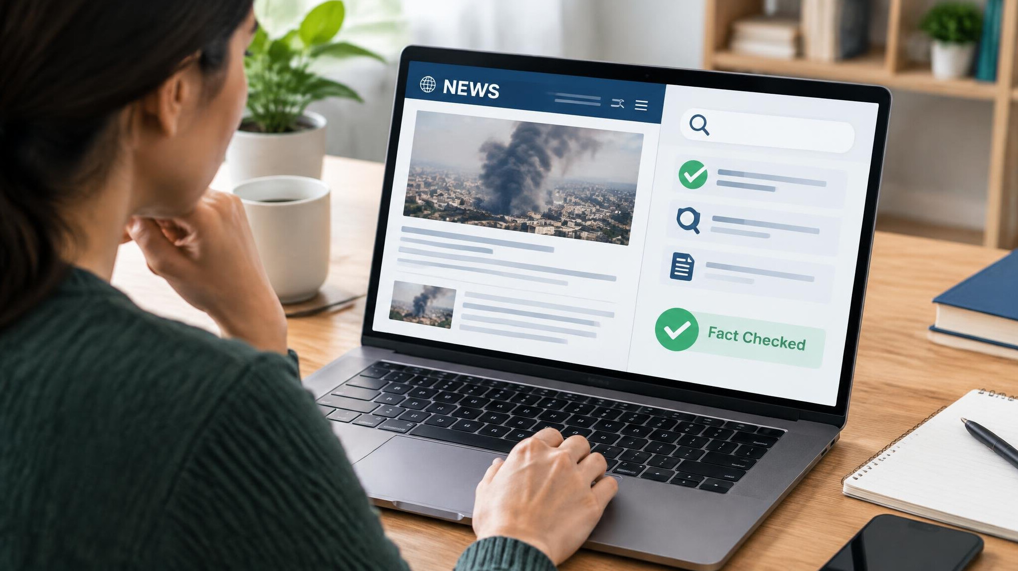 person reading news on laptop