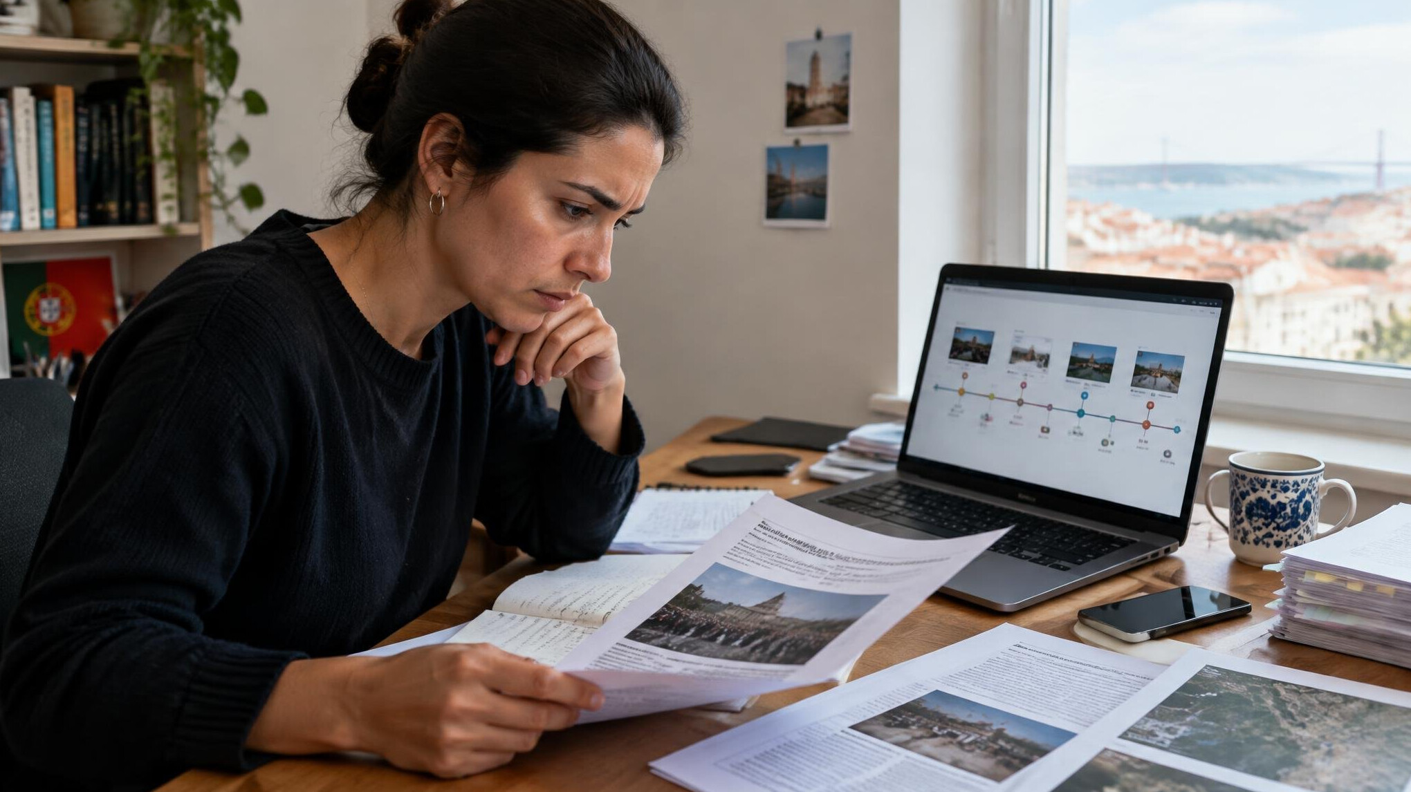 Fact-checker cross-referencing a viral claim with source documents