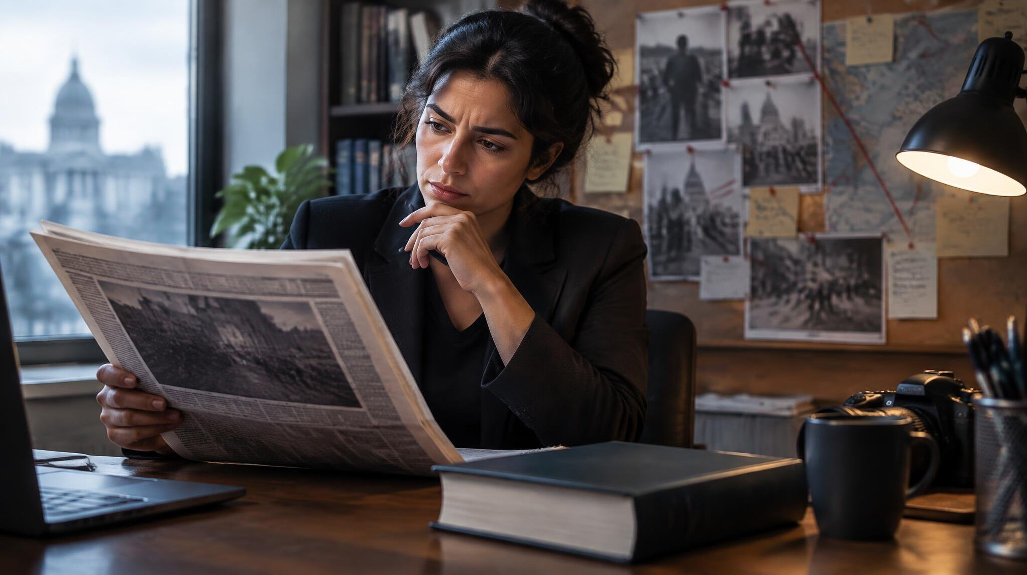person reading newspaper