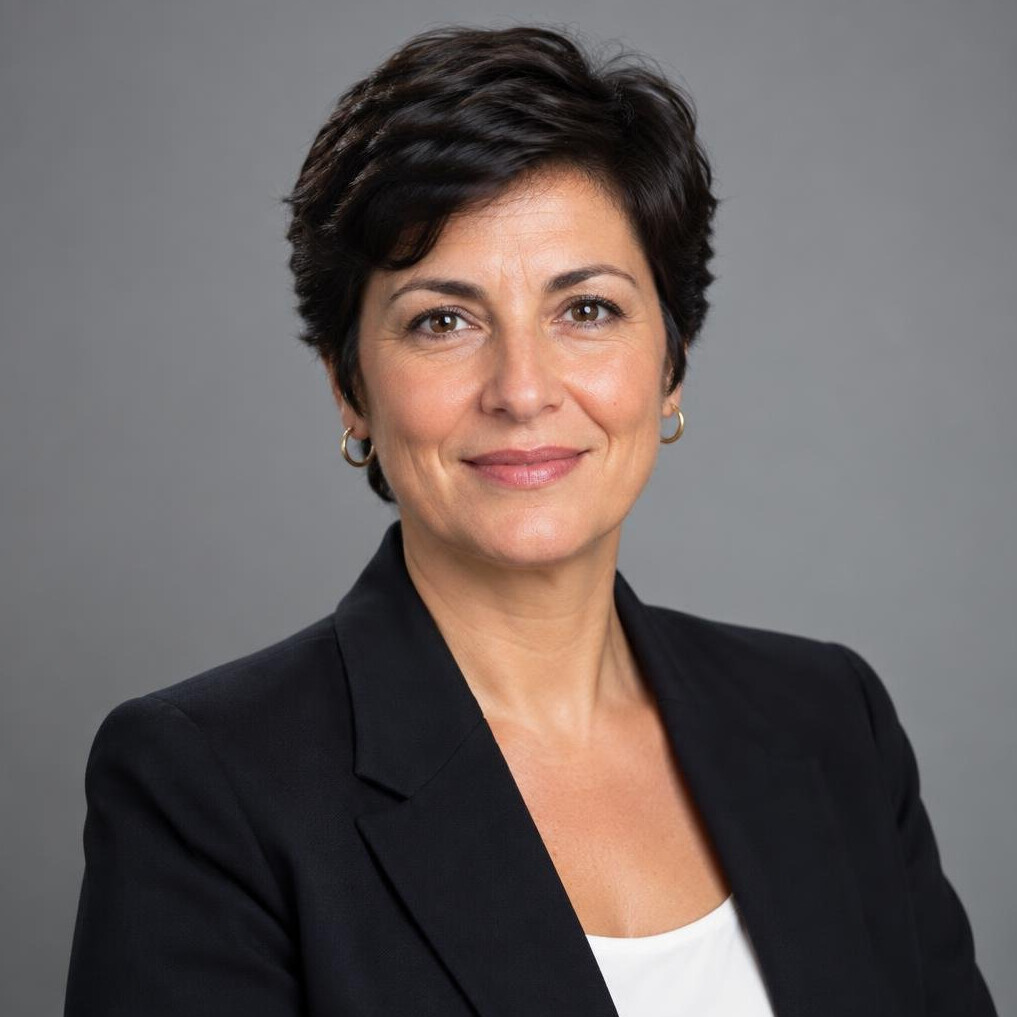 Studio portrait of a Portuguese woman editor-in-chief